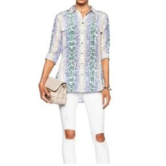 Equipment Ampara Blue Slim Signature Python Skin Snakeskin Print S New no tags - Picture 2 of 7